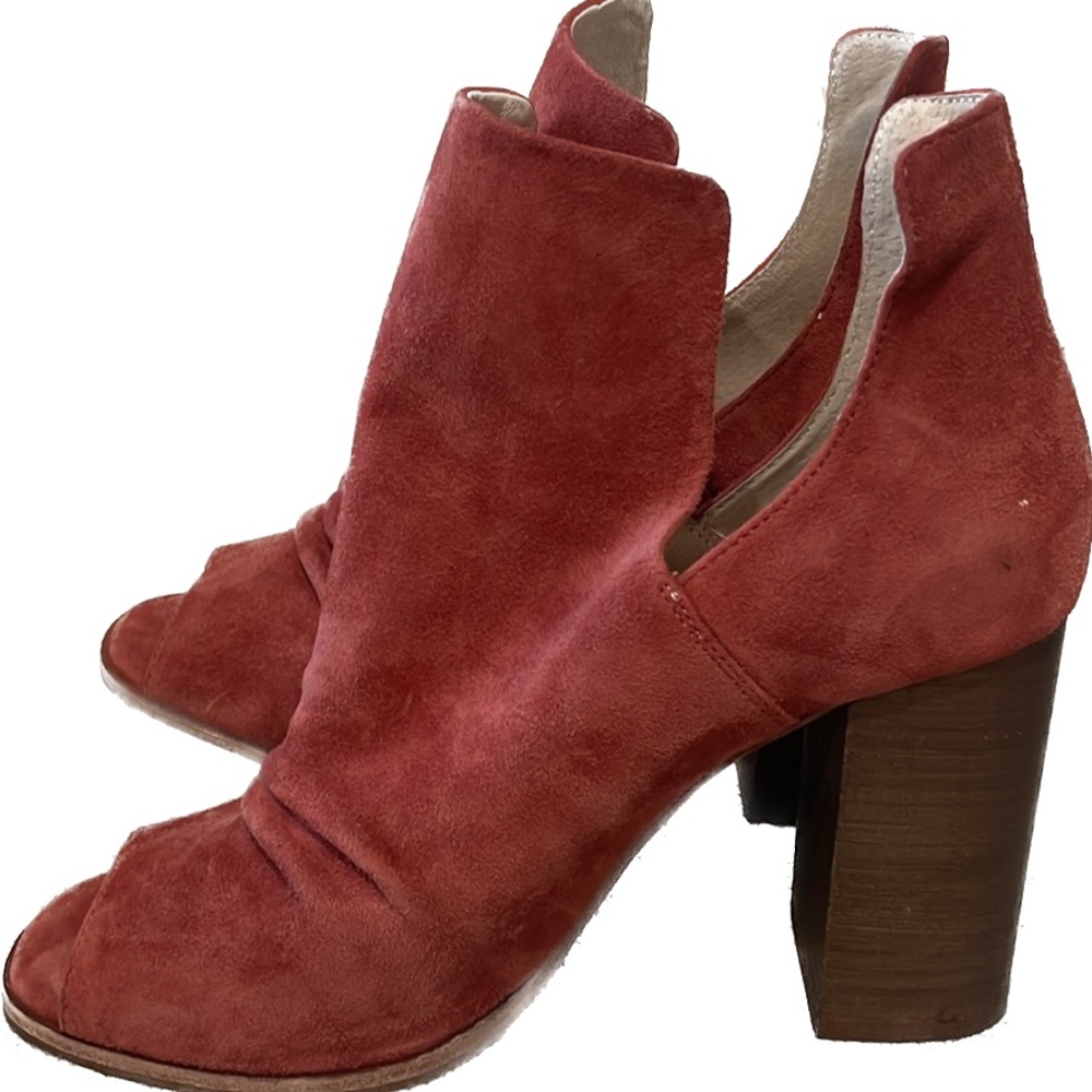 Boho Suede Open Toe Block Heel Festival Bootie (7.5) - Picture 7 of 13